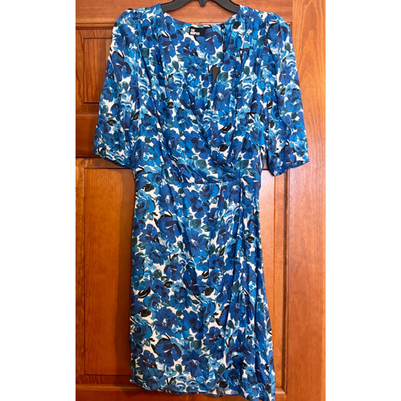 The Kooples Blue Floral Surplice Dress NWT Size 2 (US 4–6) $365 - Picture 1 of 12